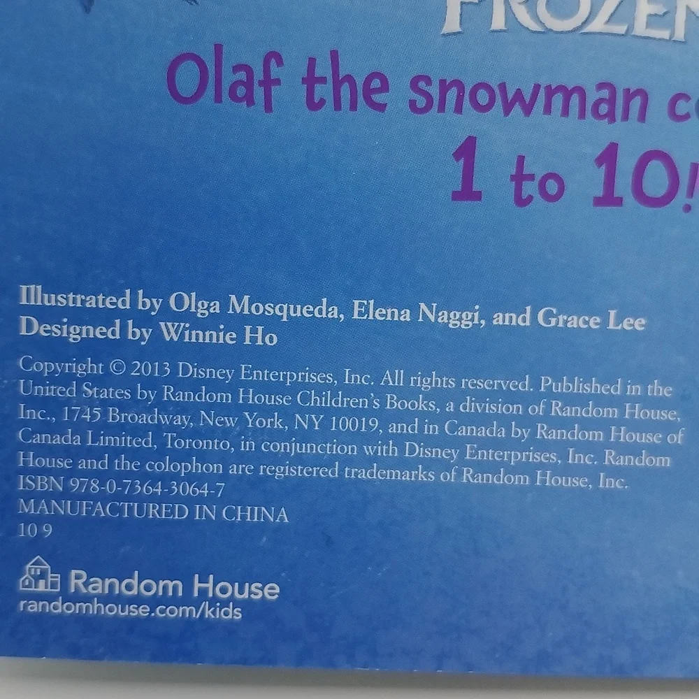 Disney Frozen Olaf's 1-2-3 Counting Board Book 2013 Winter Christmas Early Read - Picture 11 of 14